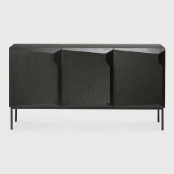 Stairs Black Oak Sideboard, 3 Doors