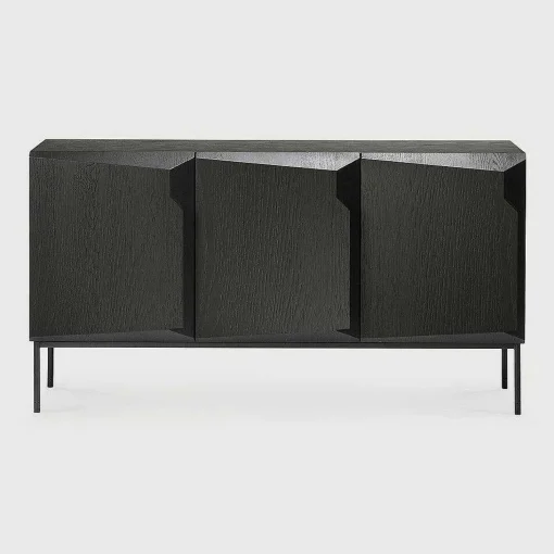 Stairs Black Oak Sideboard, 3 Doors