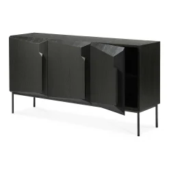 Stairs Black Oak Sideboard, 3 Doors