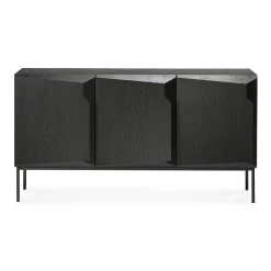 Stairs Black Oak Sideboard, 3 Doors