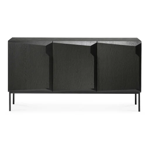 Stairs Black Oak Sideboard, 3 Doors