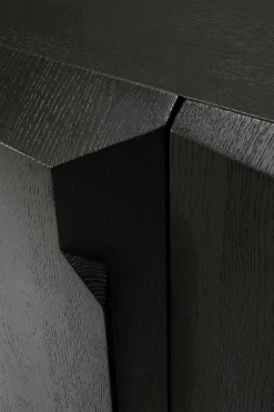 Stairs Black Oak Sideboard, 3 Doors