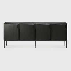 Stairs Black Oak Sideboard, 4 Doors