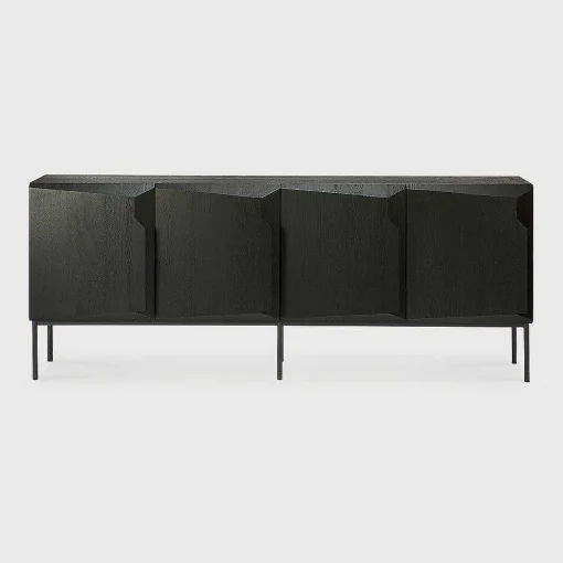 Stairs Black Oak Sideboard, 4 Doors