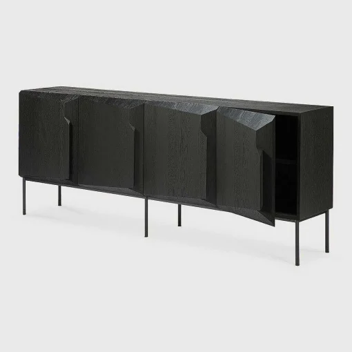 Stairs Black Oak Sideboard, 4 Doors