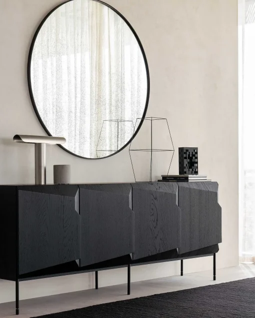 Stairs Black Oak Sideboard, 4 Doors