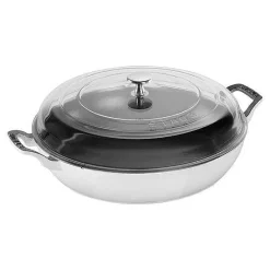 Staub 12" Braiser with Glass Lid, 3.5qt, White