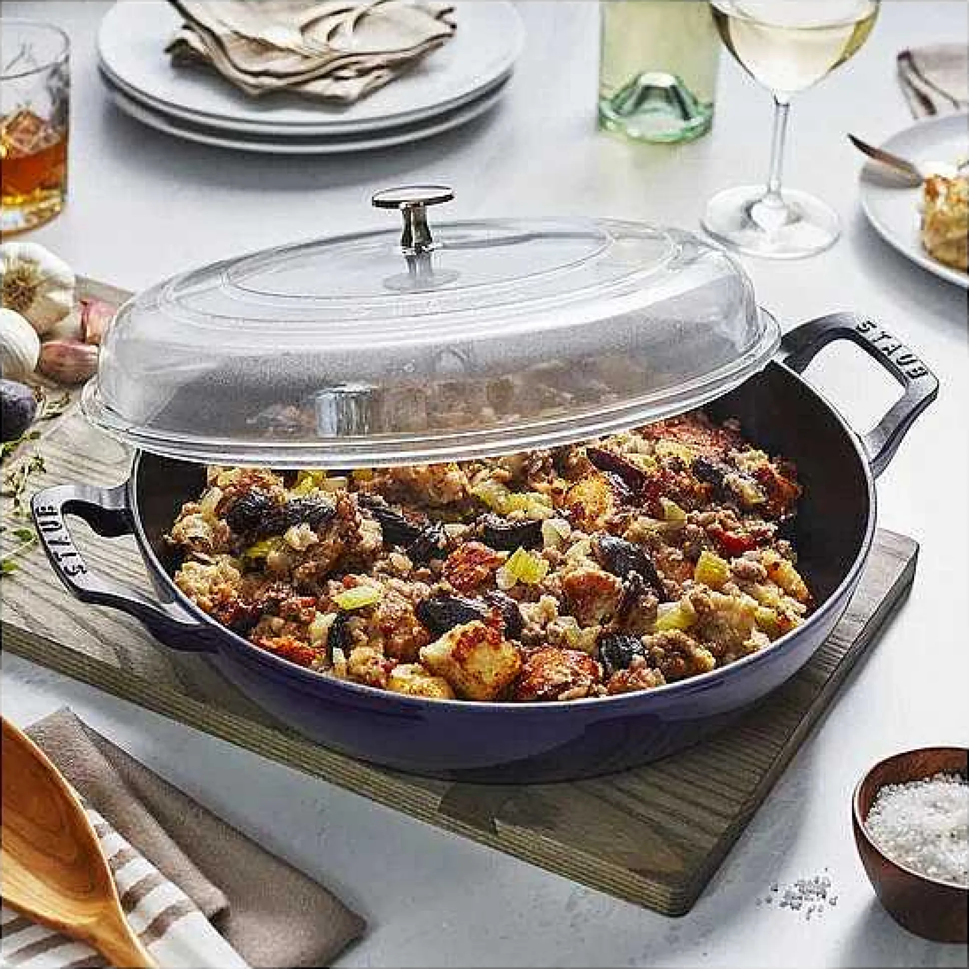 Staub 12" Braiser with Glass Lid, 3.5qt, Dark Blue