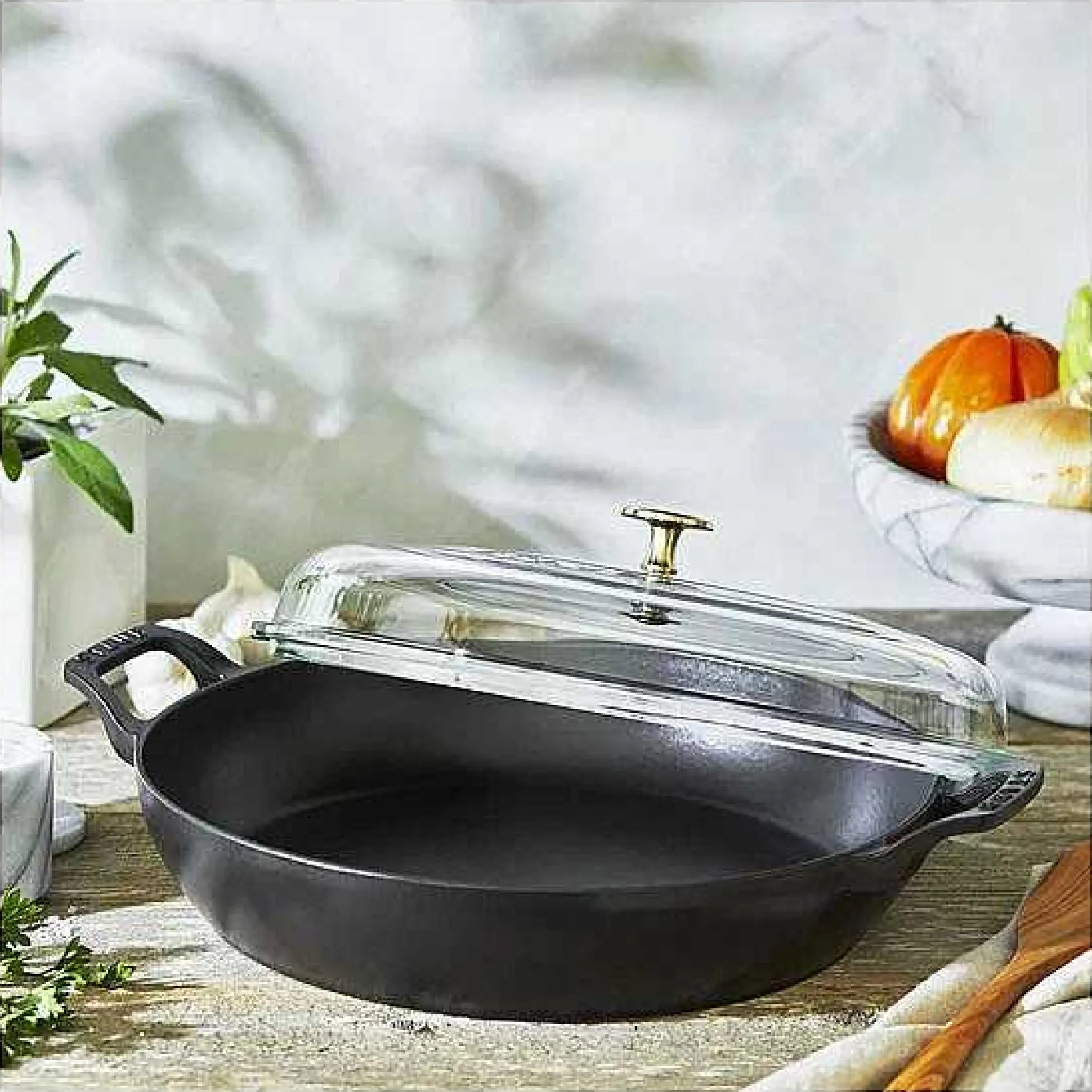 Staub 12" Braiser with Glass Lid, 3.5qt, Black