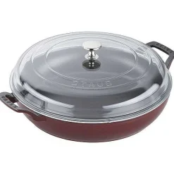 Staub 12" Braiser with Glass Lid, 3.5qt, Grenadine