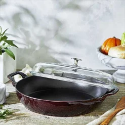 Staub 12" Braiser with Glass Lid, 3.5qt, Grenadine