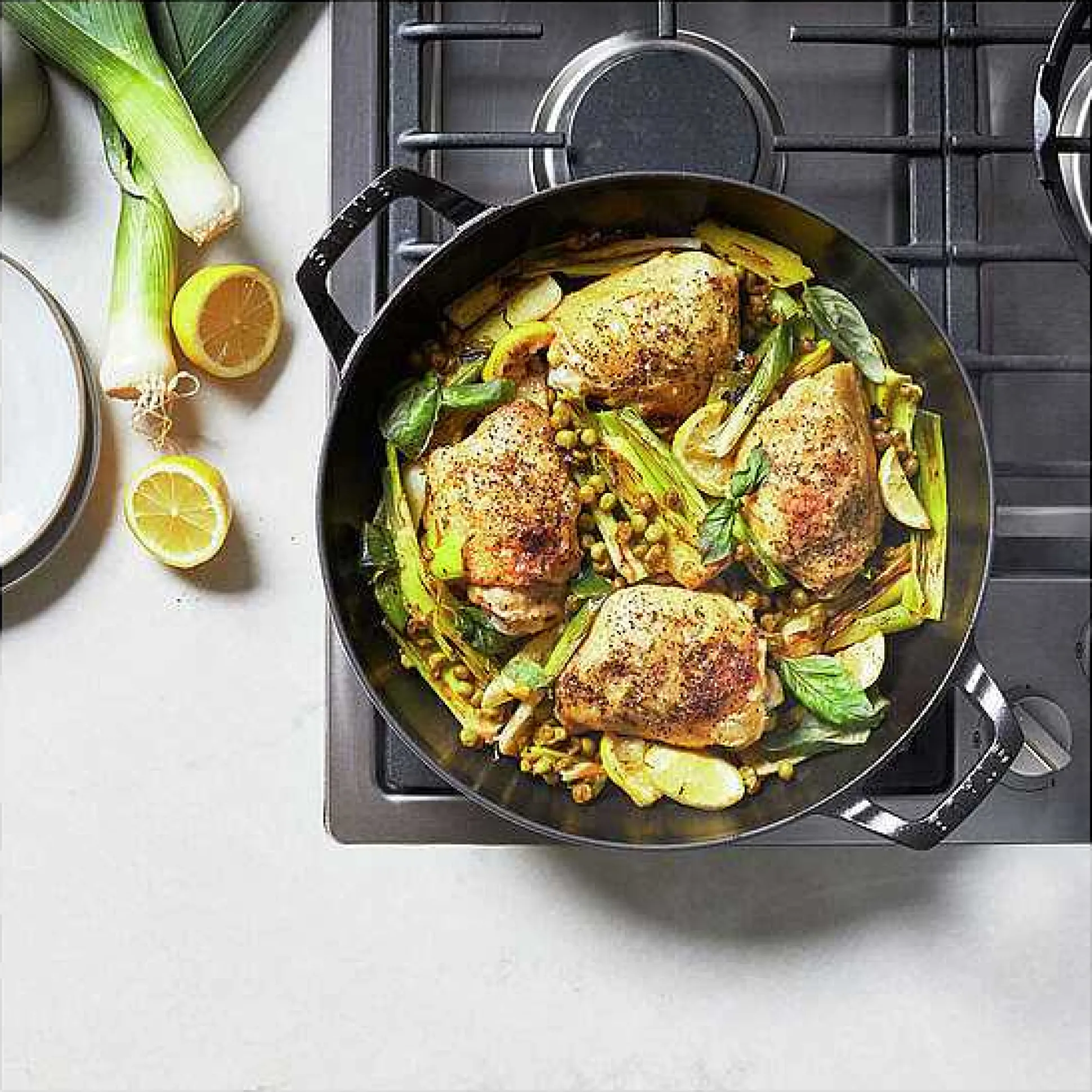 Staub 12" Braiser with Glass Lid, 3.5qt, Graphite Grey