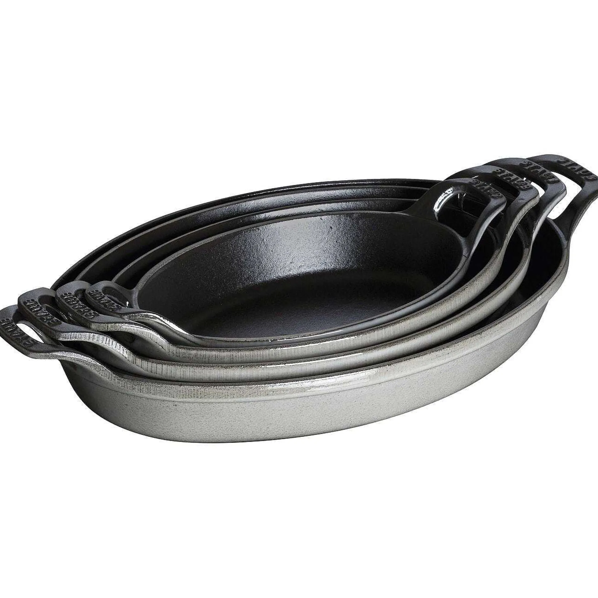 Staub Oval Baking Dish, 9.5", Graphite Grey