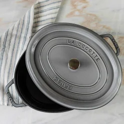 Staub Oval Cocotte, 7qt, Graphite Grey