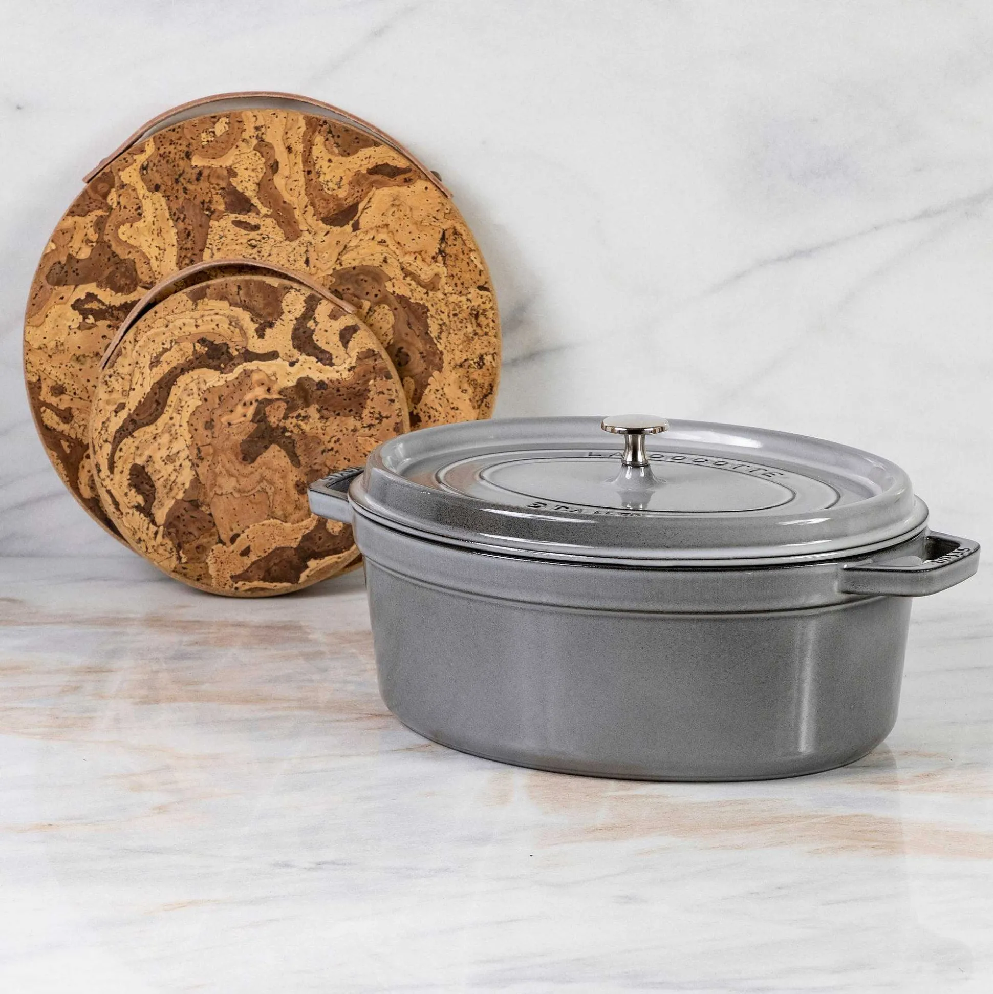 Staub Oval Cocotte, 7qt, Graphite Grey