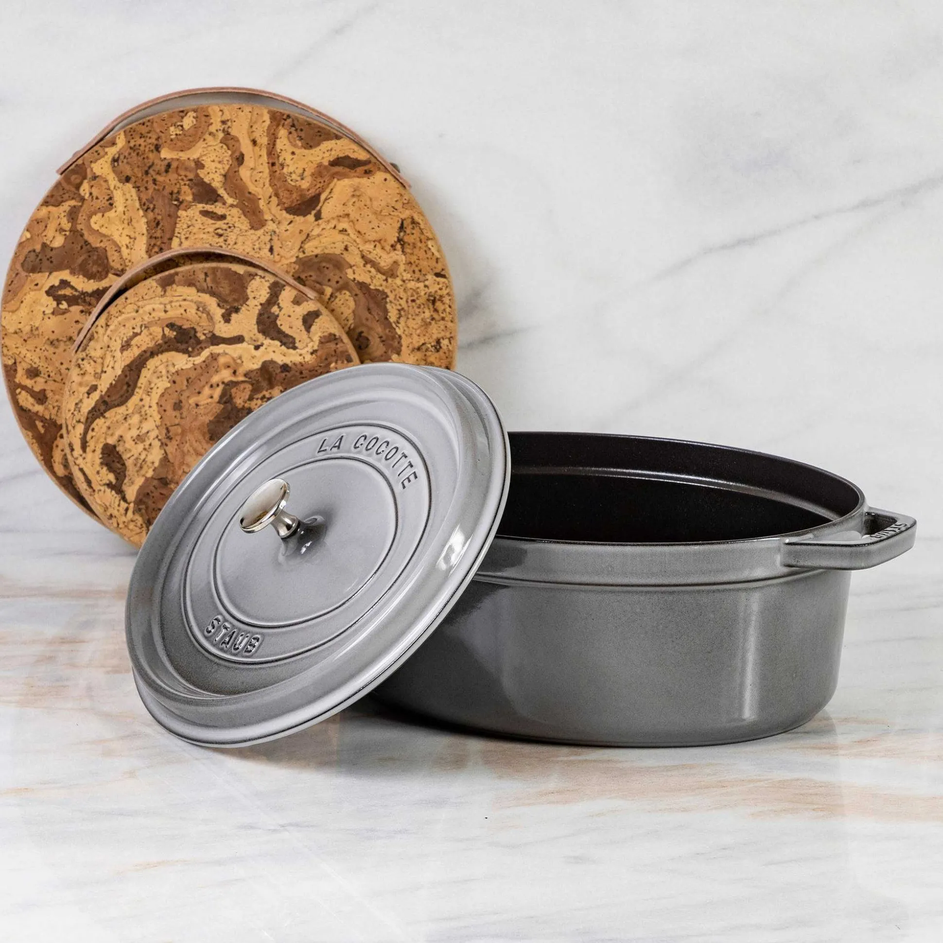 Staub Oval Cocotte, 7qt, Graphite Grey