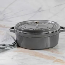 Staub Oval Cocotte, 7qt, Graphite Grey