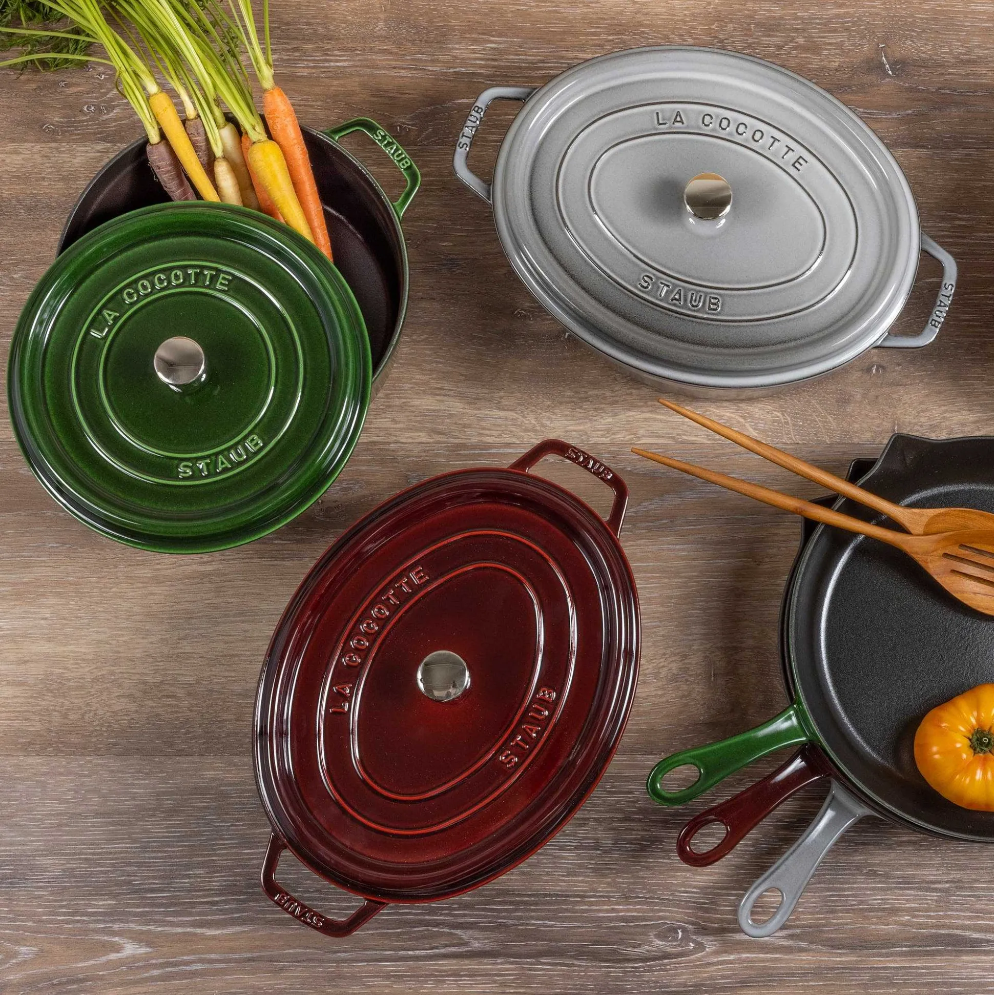 Staub Round Cocotte, 5.5qt, Basil