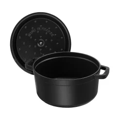 Staub Round Cocotte, 13.25qt, Black