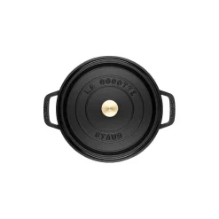 Staub Round Cocotte, 13.25qt, Black