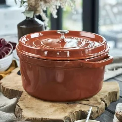 Staub Round Cocotte, 5.5qt, Burnt Orange