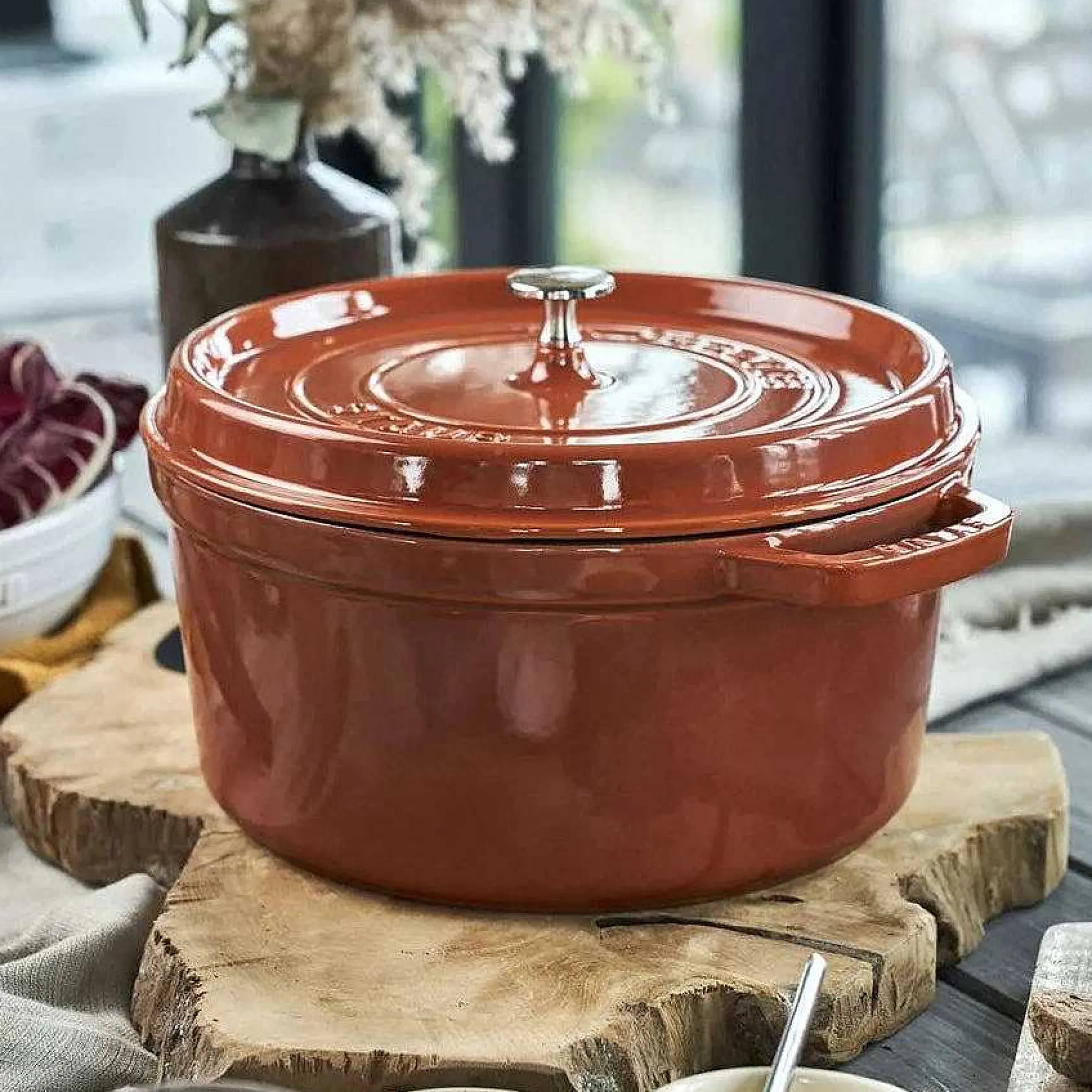 Staub Round Cocotte, 5.5qt, Burnt Orange