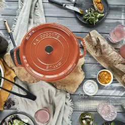 Staub Round Cocotte, 5.5qt, Burnt Orange