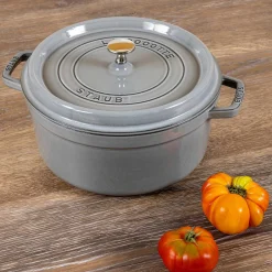 Staub Round Cocotte, 5.5qt, Graphite Grey