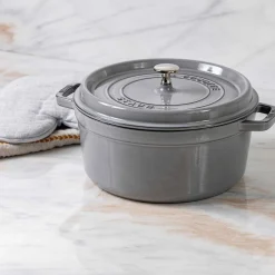 Staub Round Cocotte, 5.5qt, Graphite Grey