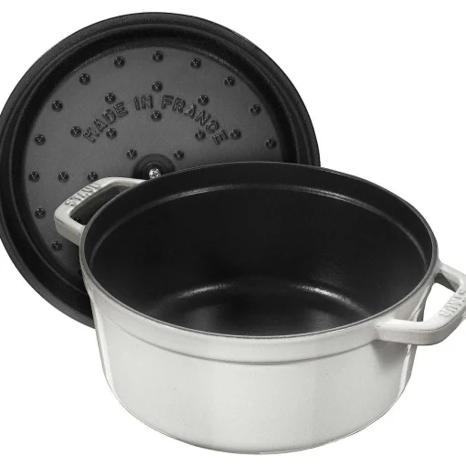 Staub Round Cocotte, 7qt, White Truffle