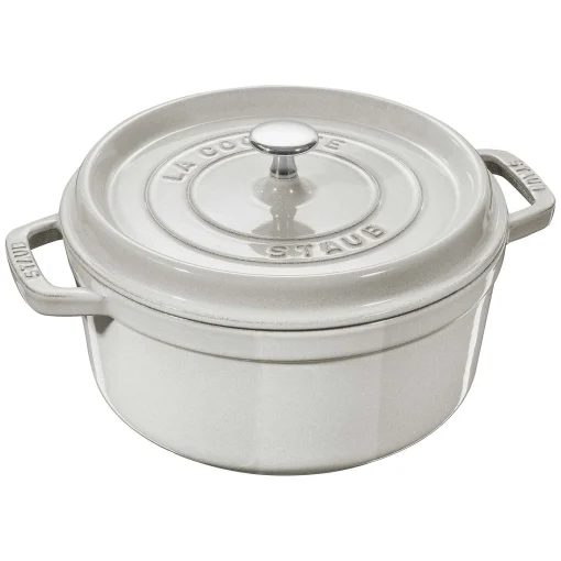 Staub Round Cocotte, 7qt, White Truffle