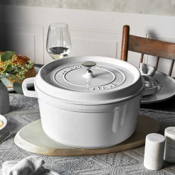 Staub Round Cocotte, 7qt, White
