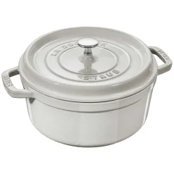 Staub Round Cocotte, 4qt, White Truffle