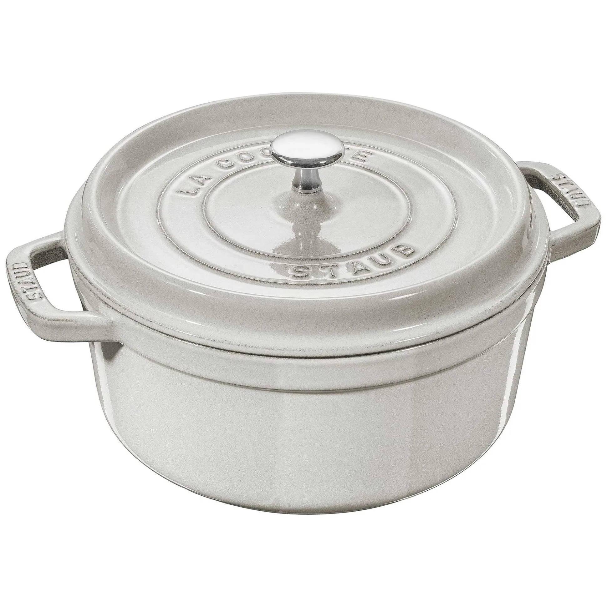 Staub Round Cocotte, 4qt, White Truffle