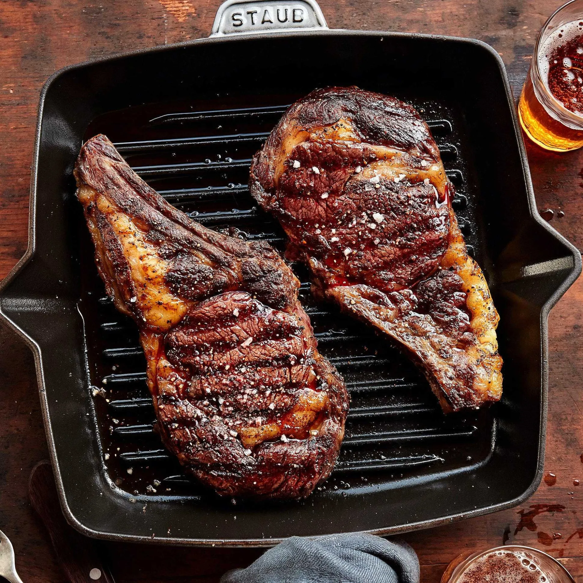 Staub Square Grill Pan, 12", Graphite Grey