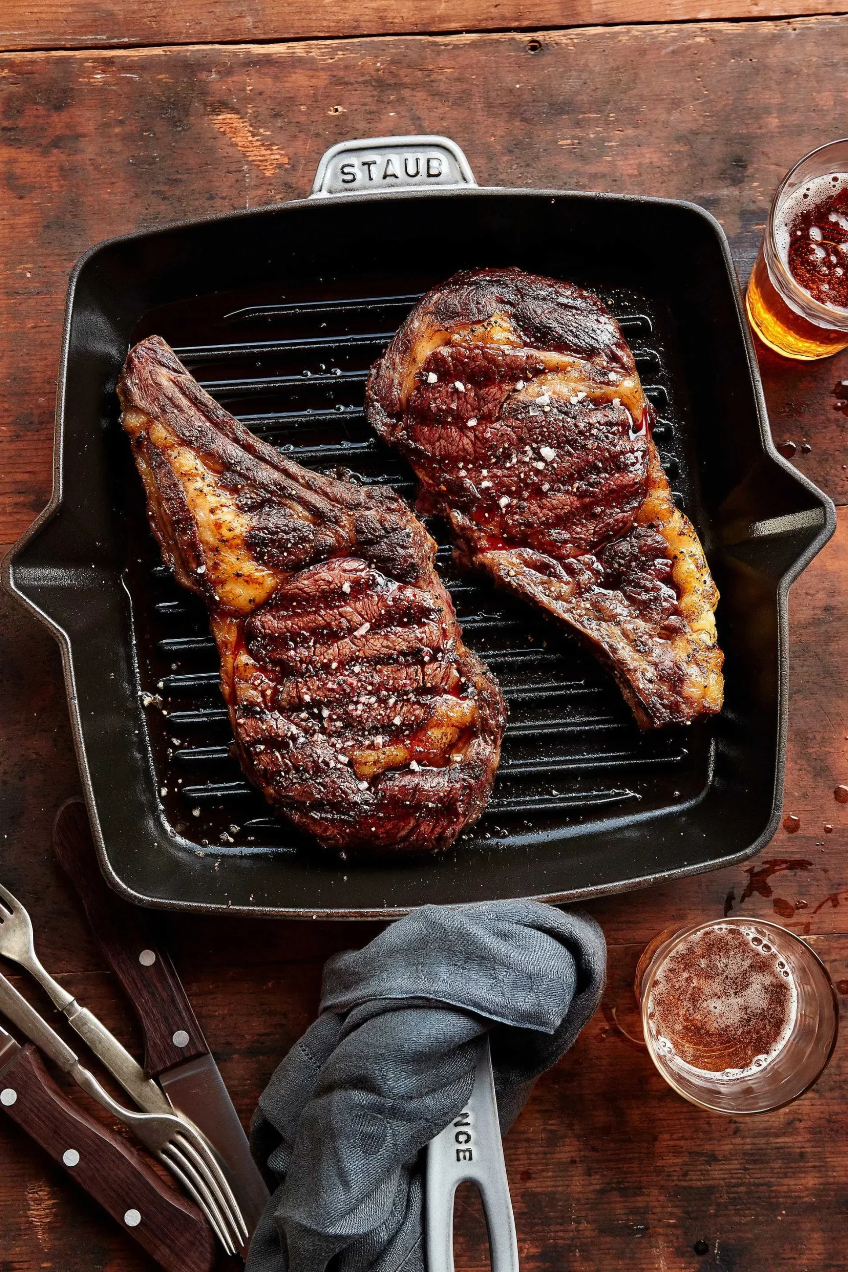 Staub Square Grill Pan, 12", Graphite Grey