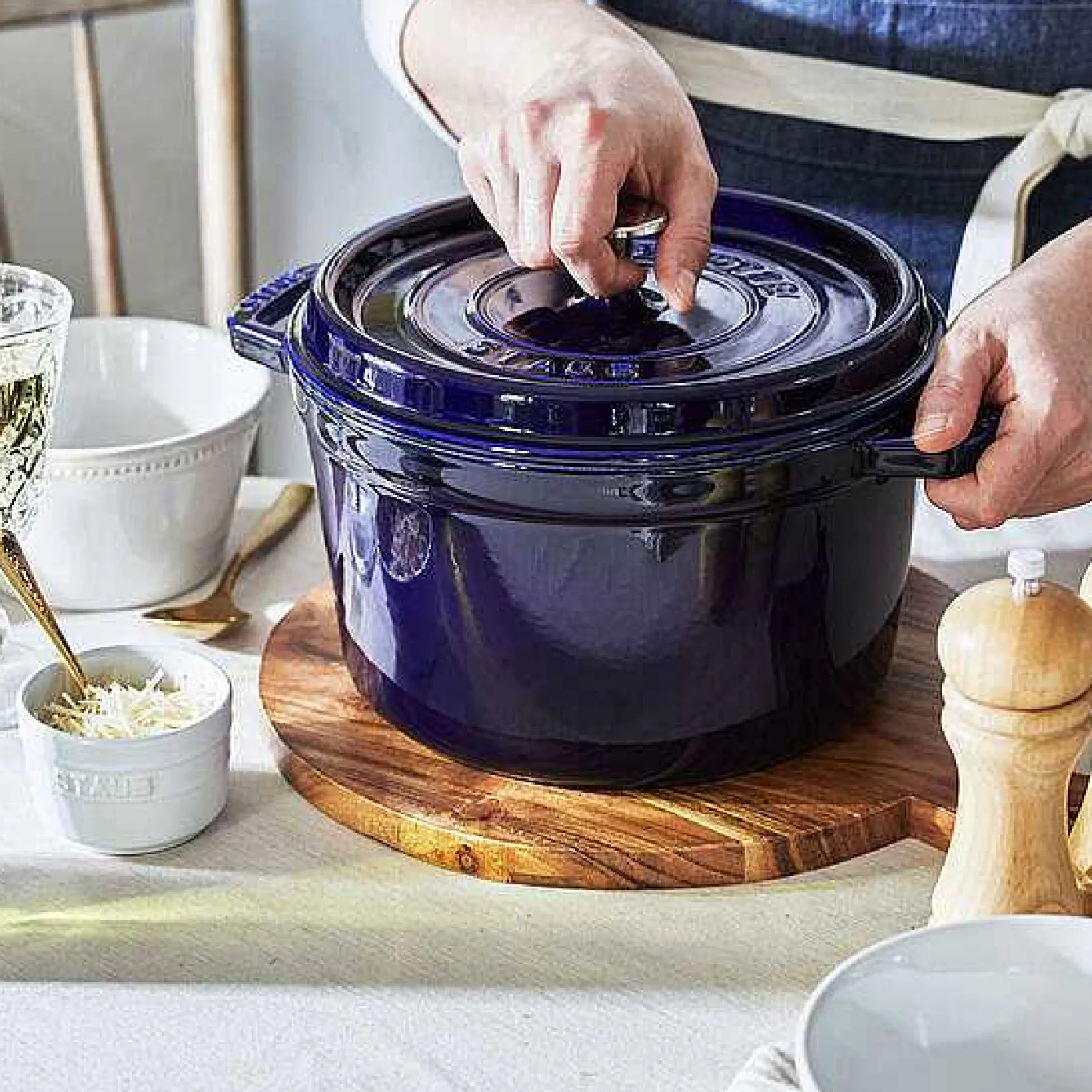 Staub Tall Cocotte, 5 qt, Dark Blue