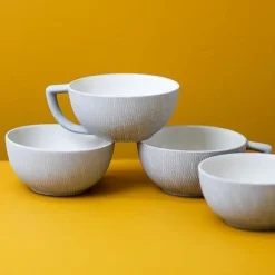 Sterling Crosshatch Latte Mugs, Set of 4^Be Home Outlet