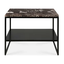 Stone Side Table, Dark Emperador Marble