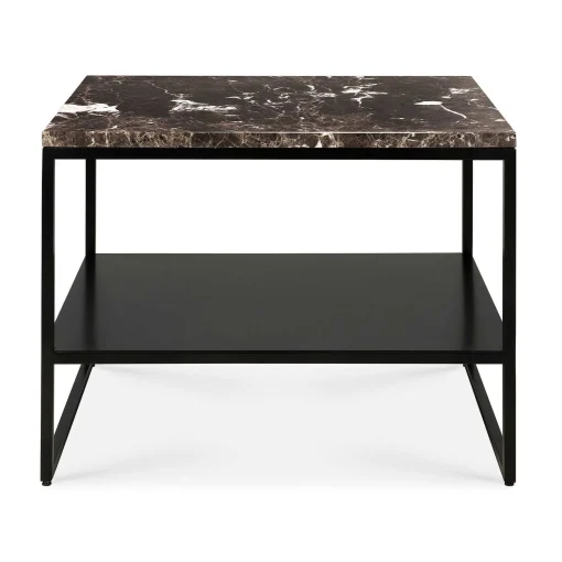 Stone Side Table, Dark Emperador Marble