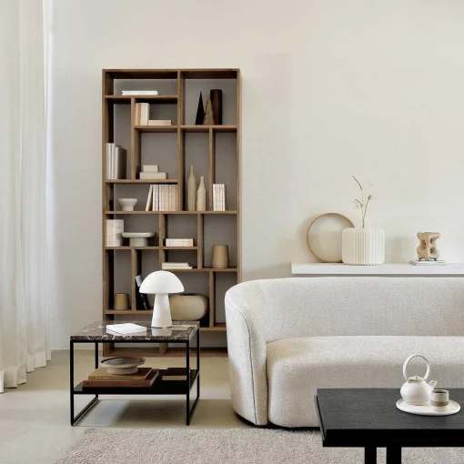 Stone Side Table, Dark Emperador Marble