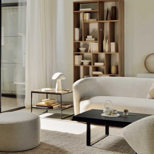 Stone Side Table, Dark Emperador Marble