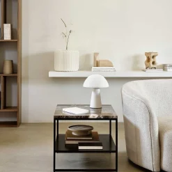Stone Side Table, Dark Emperador Marble