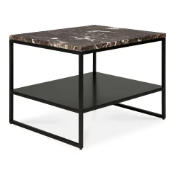 Stone Side Table, Dark Emperador Marble
