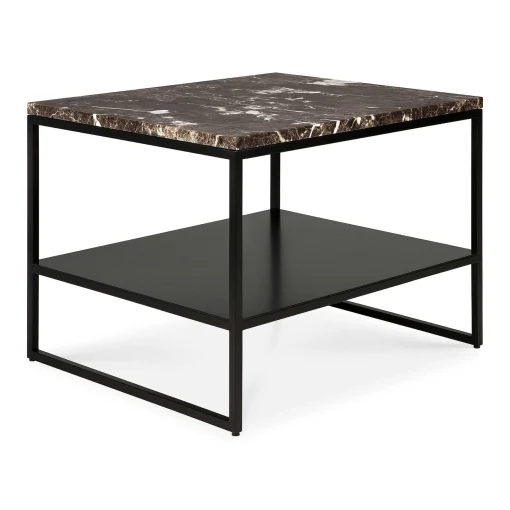 Stone Side Table, Dark Emperador Marble