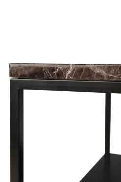 Stone Side Table, Dark Emperador Marble