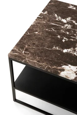 Stone Side Table, Dark Emperador Marble