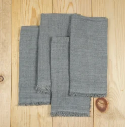 Stone Washed Linen Dinner Napkins, Grey, Set of 4^Be Home Discount