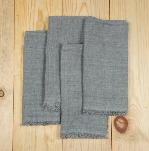 Stone Washed Linen Dinner Napkins, Grey, Set of 4^Be Home Discount