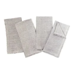 Stone Washed Linen Dinner Napkins, Grey, Set of 4^Be Home Discount